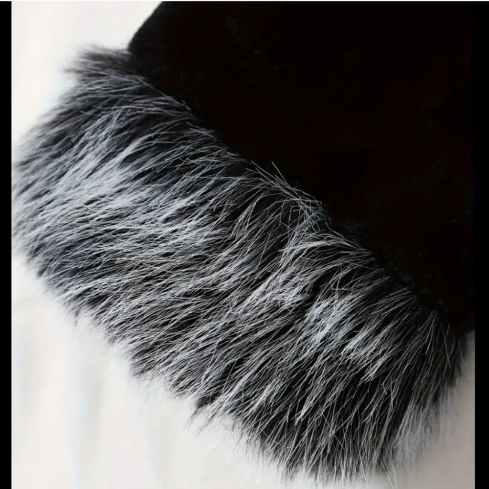 COPY - Women Casual Faux Mink Fur Coat With Fox Fur Collar Knitted Polyester Fa… - Picture 3 of 7